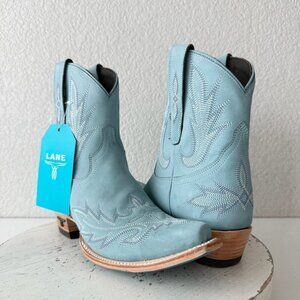 Lane LEXINGTON Womens Cowboy Bootie 7 Western Blue Leather Cowgirl Short Boots
